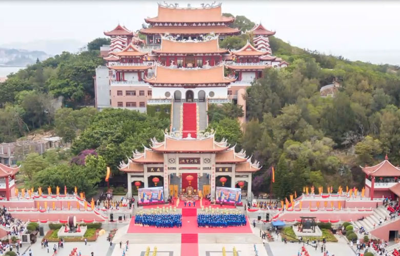 空中赏非遗古礼 航拍福建湄洲岛妈祖祭典