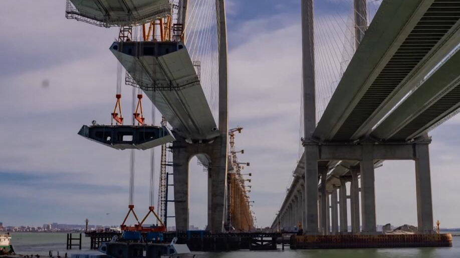 視頻|福廈高鐵泉州灣跨海大橋主橋合龍